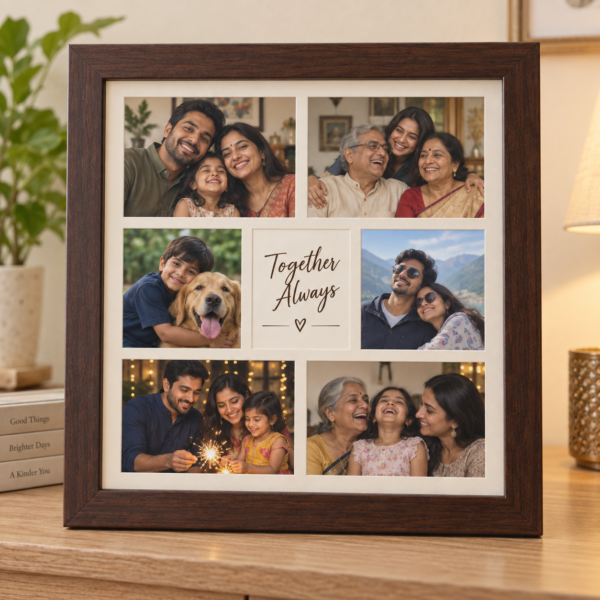 collage frame Demo walnut collage frame with six family photographs