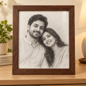 custom portrait frame Demo framed pencil portrait of a couple