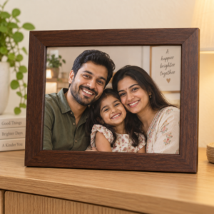 family memories frame Demo wooden frame with a family portrait